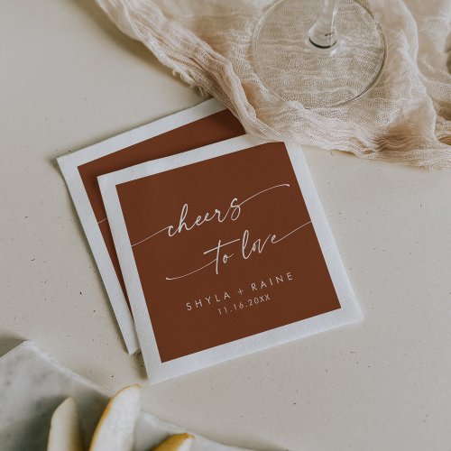 Boho Chic Terracotta Cheers to Love Wedding Napkins