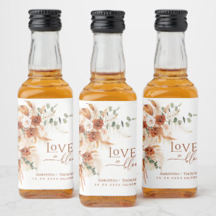 Boho-Chic Terracotta Love in Bloom Favor Wedding Liquor Bottle Label