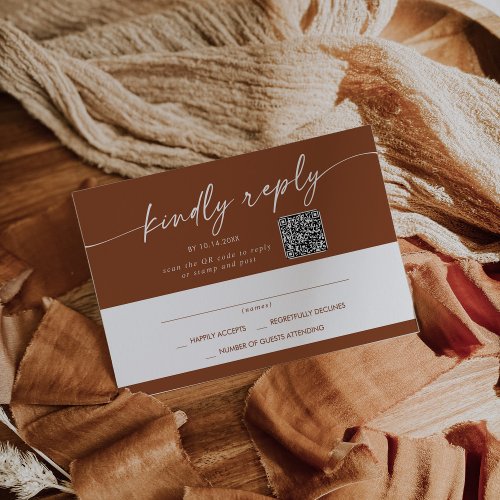 Boho Chic Terracotta Mail In and QR Code RSVP Card