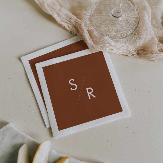 Boho Chic Terracotta Monogrammed Napkins (Creator Uploaded)