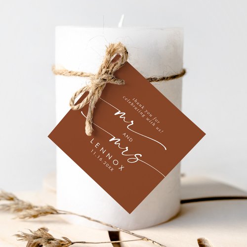Boho Chic Terracotta Mr and Mrs Wedding Favor Tags