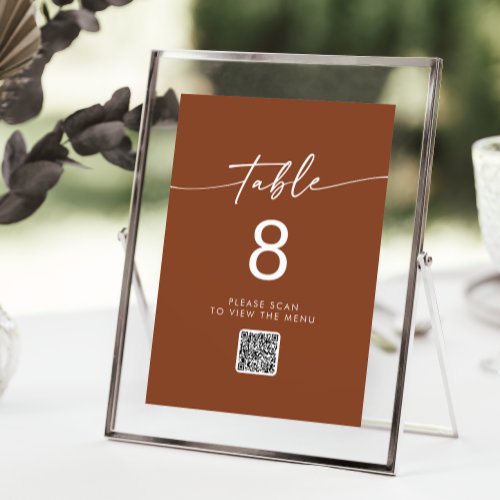 Boho Chic Terracotta QR Code Table Numbers