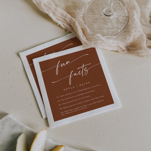 Boho Chic Terracotta Wedding Fun Fact Napkins