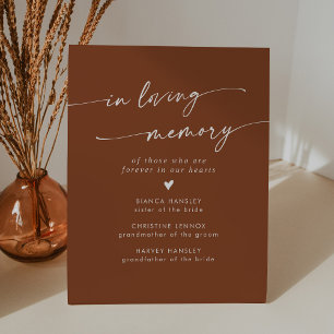 Boho Chic Terracotta Wedding In Loving Memory Pedestal Sign