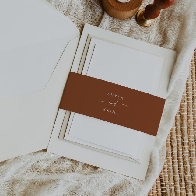 Boho Chic Terracotta Wedding Invitation Belly Band (Creator Uploaded)