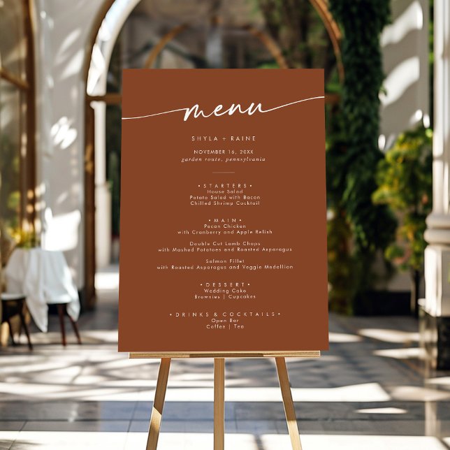 Boho Chic Terracotta Wedding Menu Foam Board (Creator Uploaded)