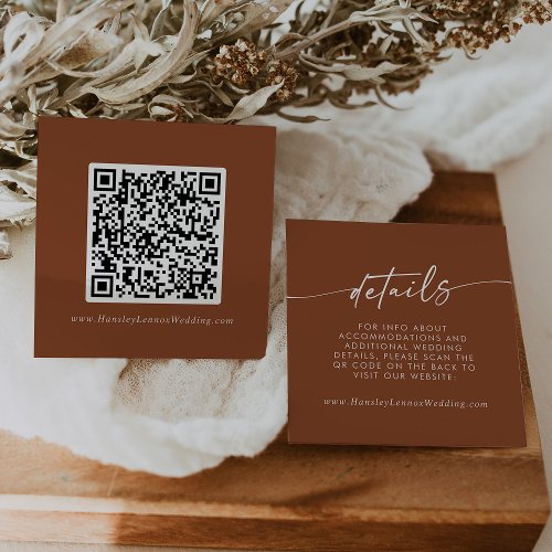 Boho Chic Terracotta Wedding QR Code Details Enclosure Card