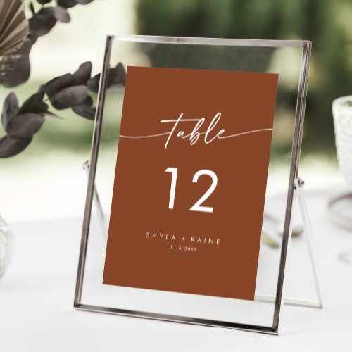Boho Chic Terracotta Wedding Table Numbers