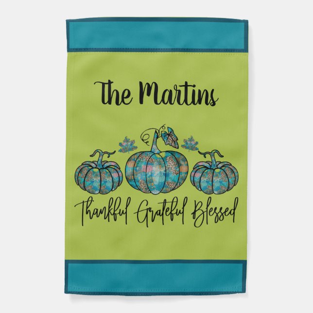 Boho Chic Thankful Grateful Blessed Garden Flag (Front)