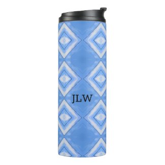 Boho Chic Tie Dye Blue and White Thermal Tumbler