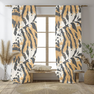 Boho Chic Tiger Print Sheer Curtains