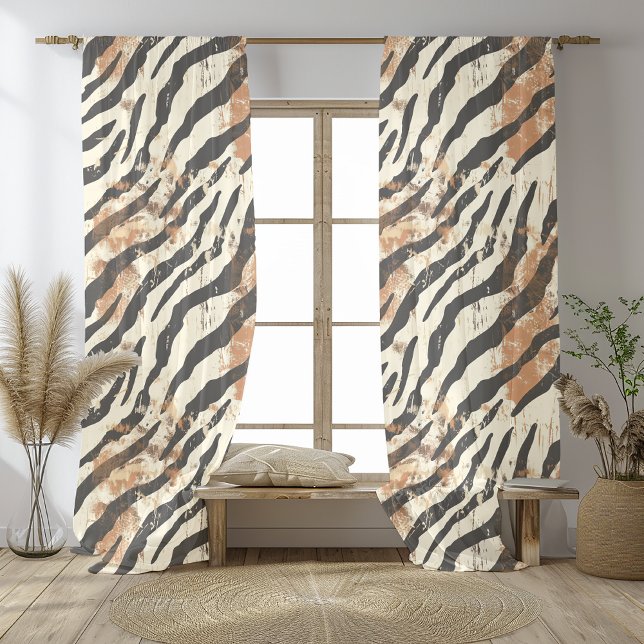Boho Chic Tiger Print Sheer Curtains (Creator Uploaded)