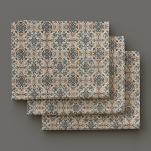 boho-chic tile-like pattern vintage aesthetic  fabric