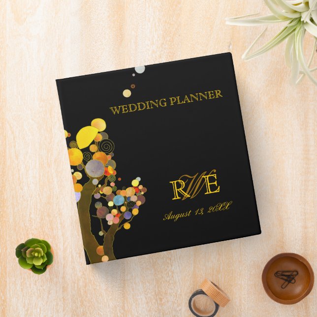 Boho Chic Trees Unique Wedding Planner 3 Ring Binder (In Situ)