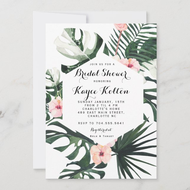 Boho Chic Tropical Bridal Shower INvitation (Front)