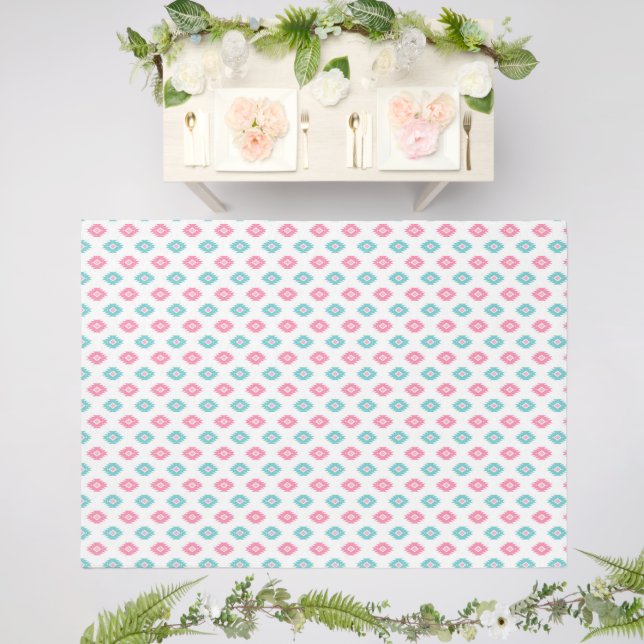 Boho Chic Turqoise & Pink Aztec Pattern Outdoor Rug (Insitu (Wedding 2))