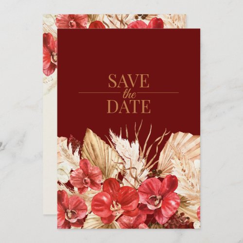 Boho chic Typography elegant Orchid fall Wedding Save The Date