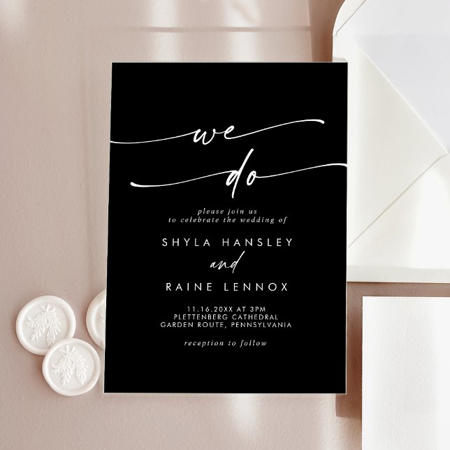 Boho Chic Unique White Black We Do Wedding Acrylic Invitations (Boho Chic Unique White Black We Do Wedding Acrylic Invitations)