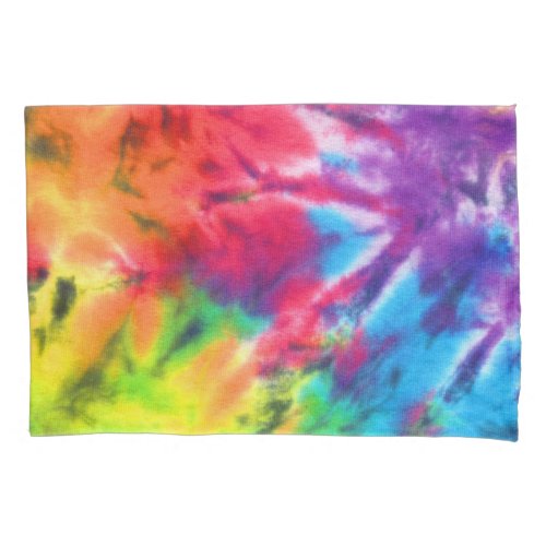 Boho Chic Vintage Bright Rainbow Fun Batik Tie Dye Pillow Case