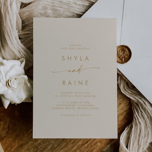 Boho Chic Vintage Gold Casual Wedding Invitation