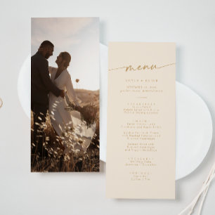 Boho Chic Vintage Gold Photo Wedding Menu