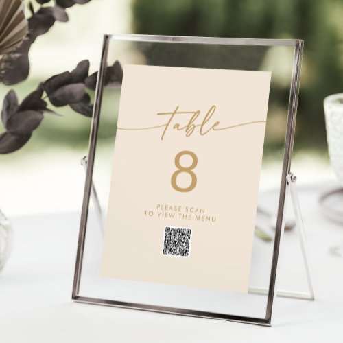 Boho Chic Vintage Gold QR Code Table Numbers