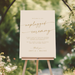 Boho Chic Vintage Gold Unplugged Ceremony Sign