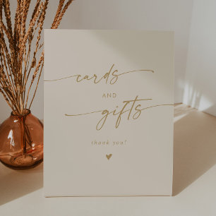 Boho Chic Vintage Gold Wedding Cards and Gifts Pedestal Sign