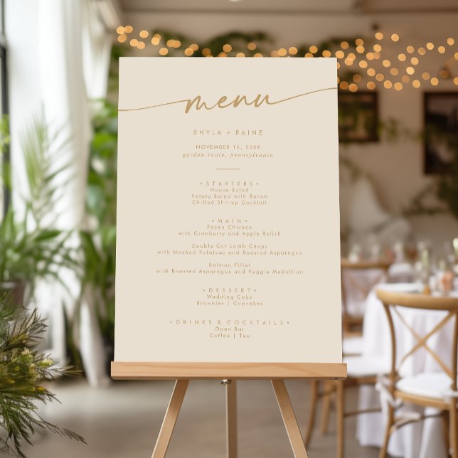Boho Chic Vintage Gold Wedding Menu Foam Board (Creator Uploaded)