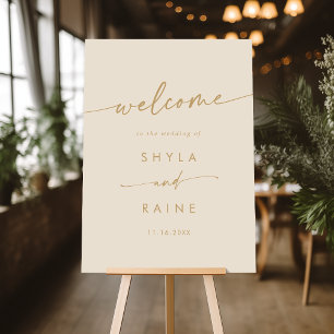 Boho Chic Vintage Gold Wedding Welcome Sign