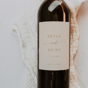 Boho Chic Vintage Gold Wedding Wine Labels