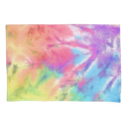 Boho Chic Vintage Pastel Rainbow Fun Batik Tie Dye Pillow Case
