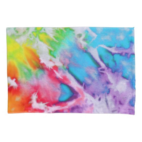 Boho Chic Vintage Watercolor Rainbow Batik Tie Dye Pillow Case