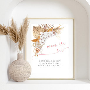 Boho Chic Watercolor Baby Shower Mom-osa Bar Poster