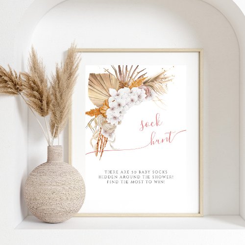 Boho Chic Watercolor Baby Shower Sock Hunt Poster
