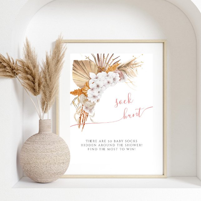 Boho Chic Watercolor Baby Shower Sock Hunt Poster (Creator Uploaded)