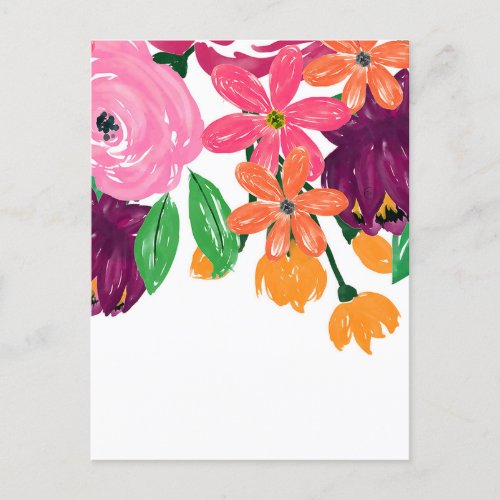 Boho Chic Watercolor Burgundy Pink Flowers Holiday Postcard