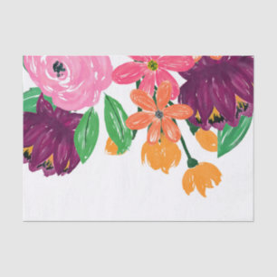 Boho Chic Watercolor Burgundy Pink Flowers Tissue Paper