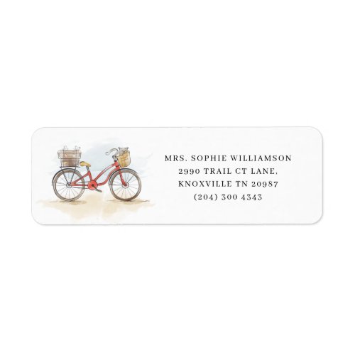 Boho Chic Watercolor Classic Bike Return Address Label