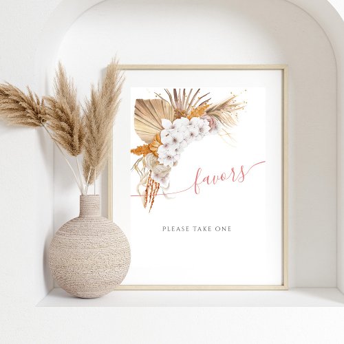 Boho Chic Watercolor Floral Baby Shower Favors Poster