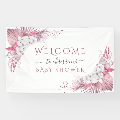 Boho Chic Watercolor Floral Baby Shower Welcome Banner