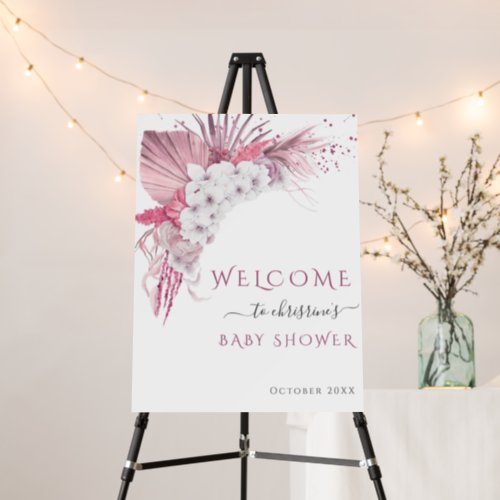 Boho Chic Watercolor Floral Baby Shower Welcome Foam Board