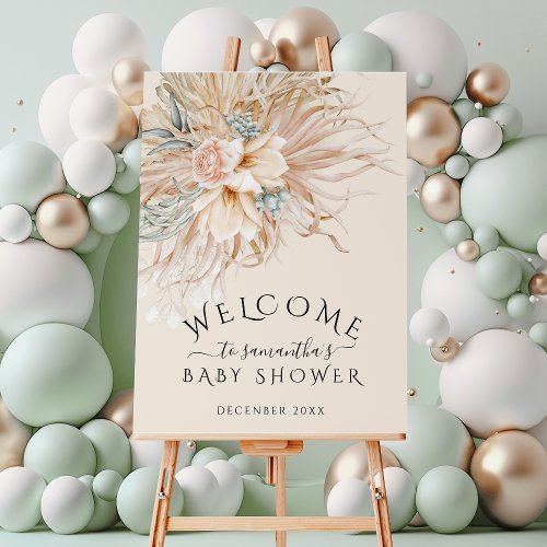 Boho chic watercolor floral Baby Shower welcome Foam Board