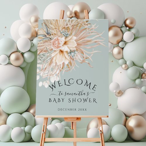 Boho chic watercolor floral Baby Shower welcome Foam Board
