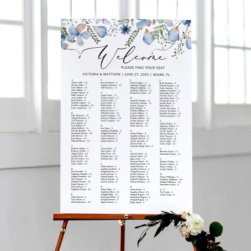 Boho Chic Watercolor Floral Wedding Seating Chart  Foam Board