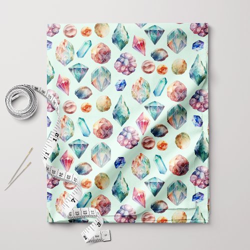 Boho Chic Watercolor Gemstones Fabric