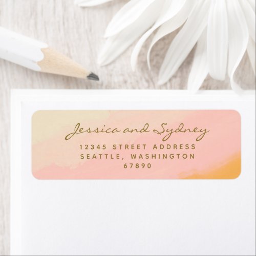 Boho Chic Watercolor Pink and Yellow Wedding   Label