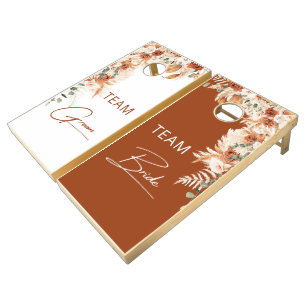 Boho Chic Watercolor Terracotta Wedding Party Cornhole Set