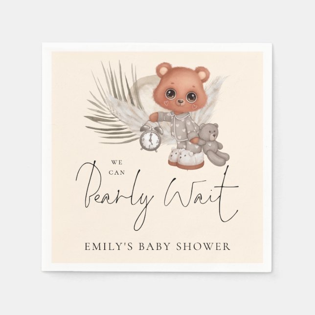 Boho Chic We Can Bearly Wait Baby Shower  Napkins (Front)