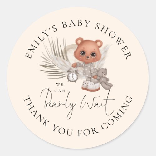 Boho Chic We Can Bearly Wait Thanks Baby Shower  Classic Round Sticker